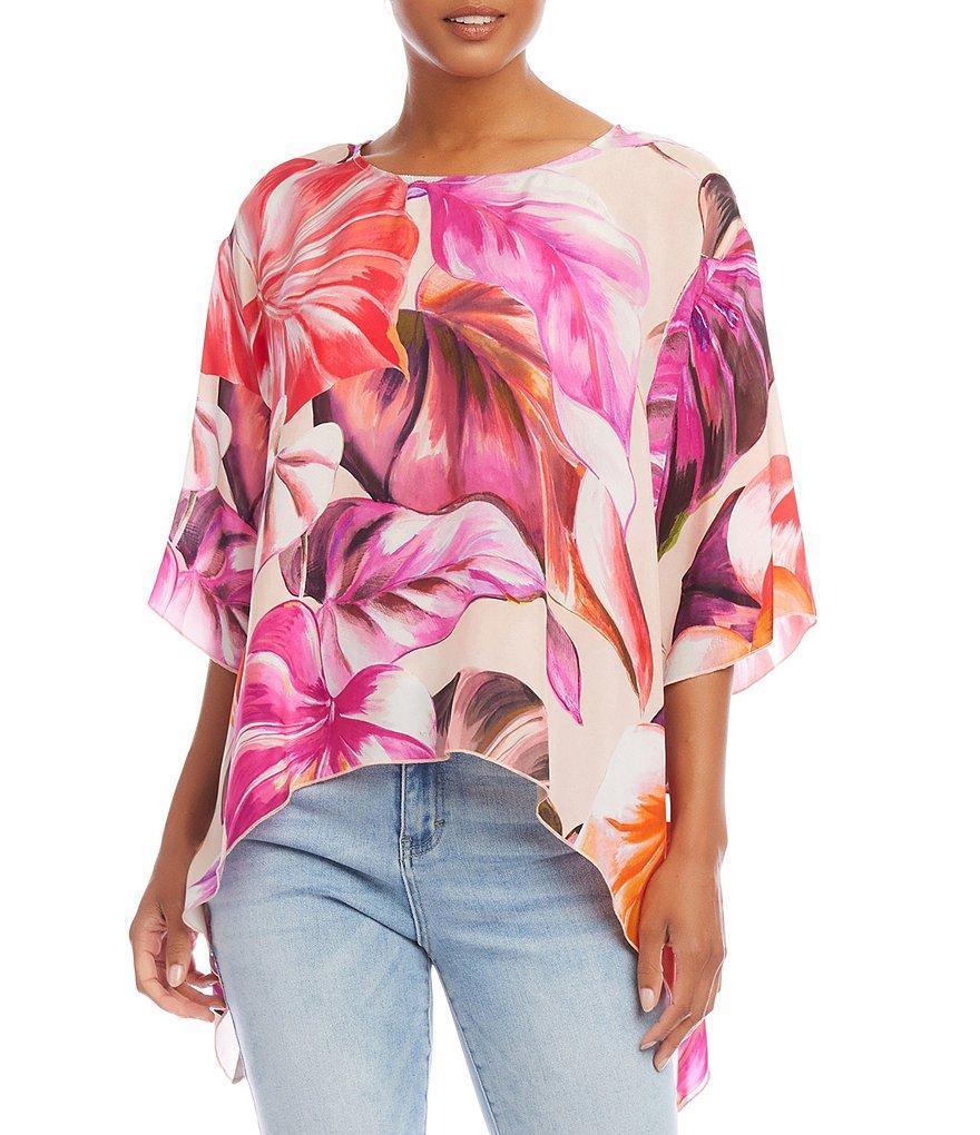 Karen Kane Scoop Neck Elbow Sleeve Flare Hem Top Product Image