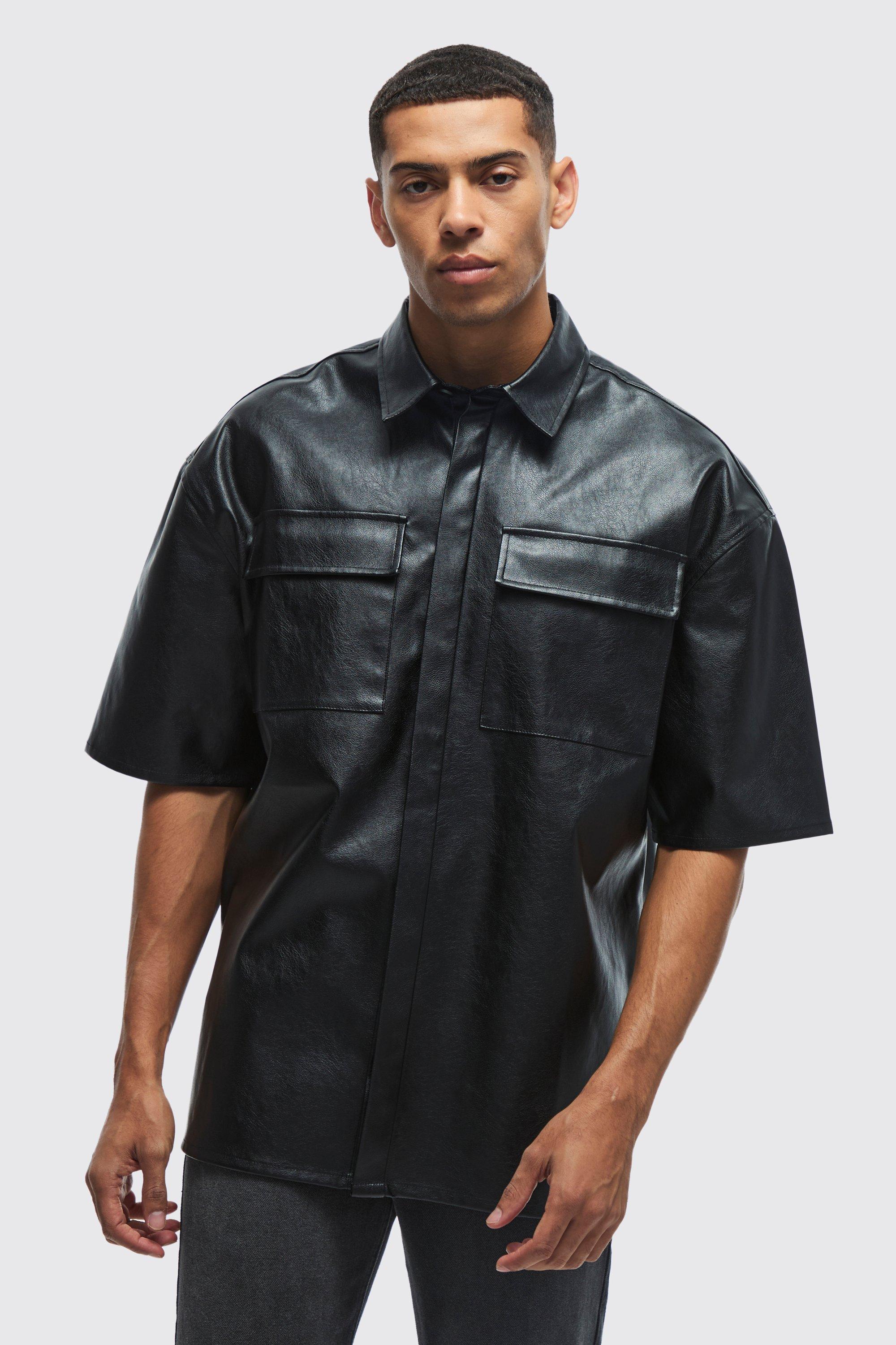 PU Oversized Boxy Shirt | boohooMAN USA Product Image