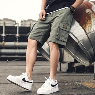 Mid Rise Plain Applique Cargo Shorts Product Image