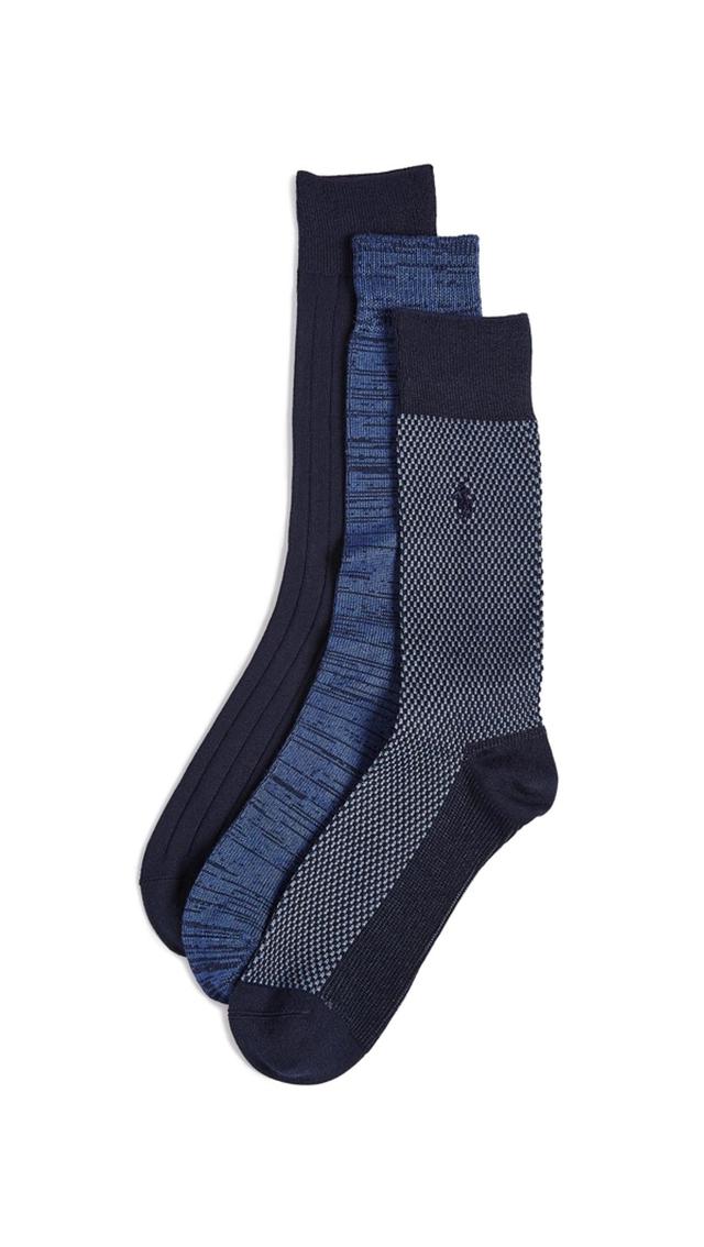 Supersoft Bird's Eye Assorted 3-pack Socks In Navy Product Image