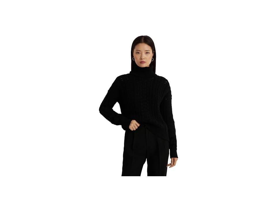 Lauren Ralph Lauren Cable-Knit Cotton-Blend Turtleneck Women's Sweater Product Image