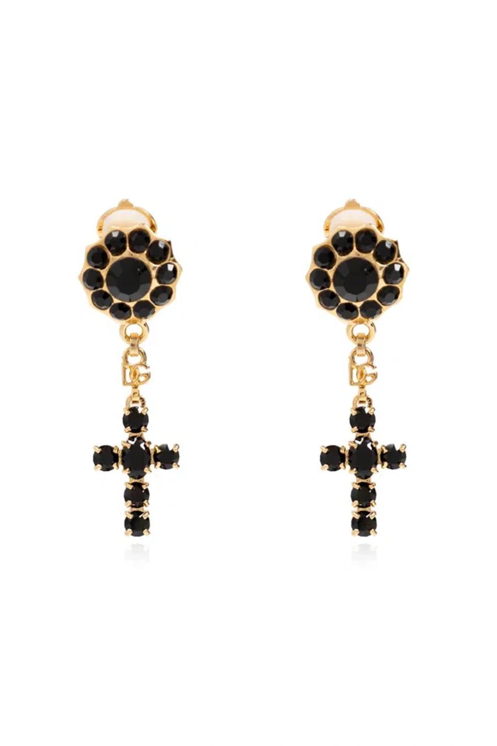 Embellished Clip Earrings In Gold Product Image