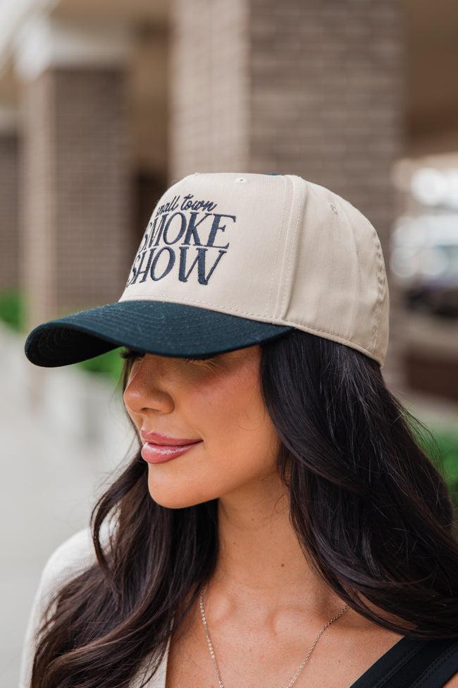 Small Town Smoke Show Black and Khaki Trucker Hat Product Image