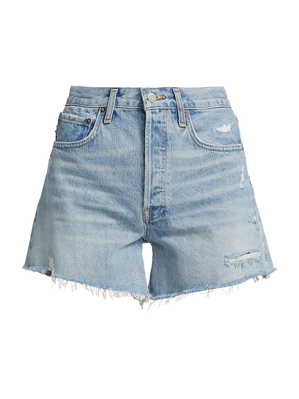 AGOLDE Parker Long High Waist Cutoff Denim Shorts Product Image