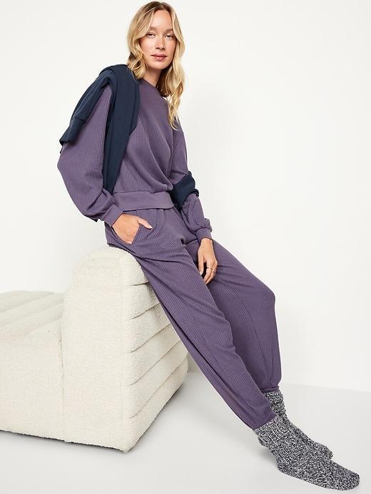 High-Waisted Waffle Lounge Joggers Product Image