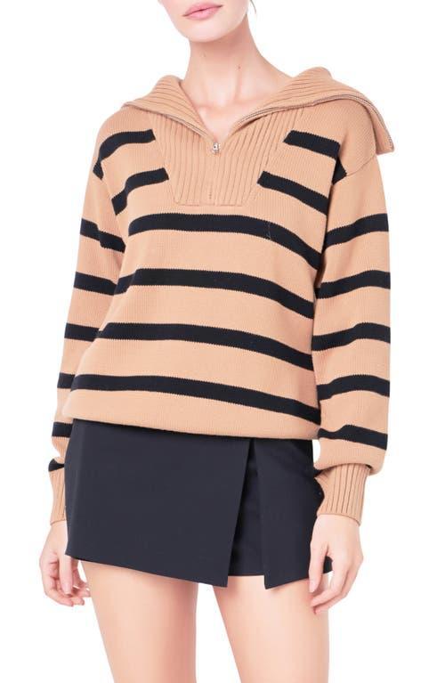 English Factory Stripe Cotton Zip Pullover Product Image