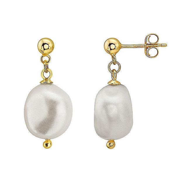 14k Gold Over Sterling Silver Freshwater Cultured Pearl Drop Earrings, Womens, Gold Tone Product Image