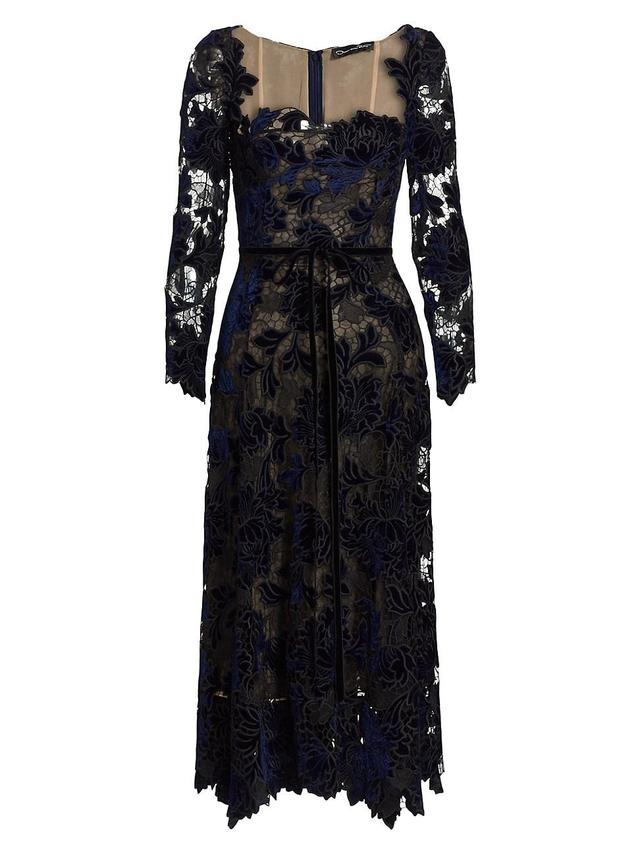 Womens Velvet Gupure Lace Cocktail Dress Product Image