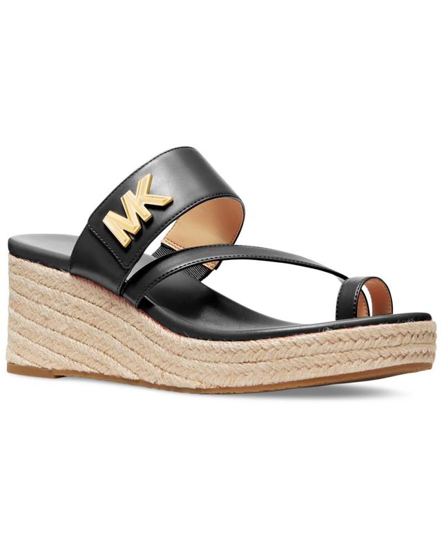 Michael Michael Kors Womens Jilly Logo Espadrille Wedge Sandals Product Image