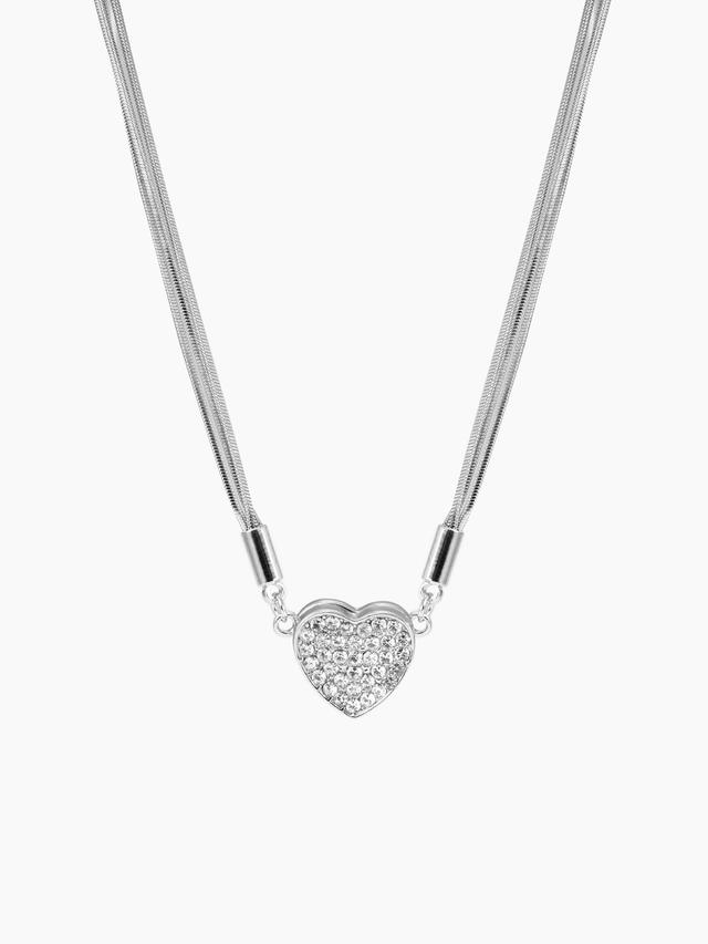 RHINESTONE DECOR HEART PENDANT NECKLACE Product Image