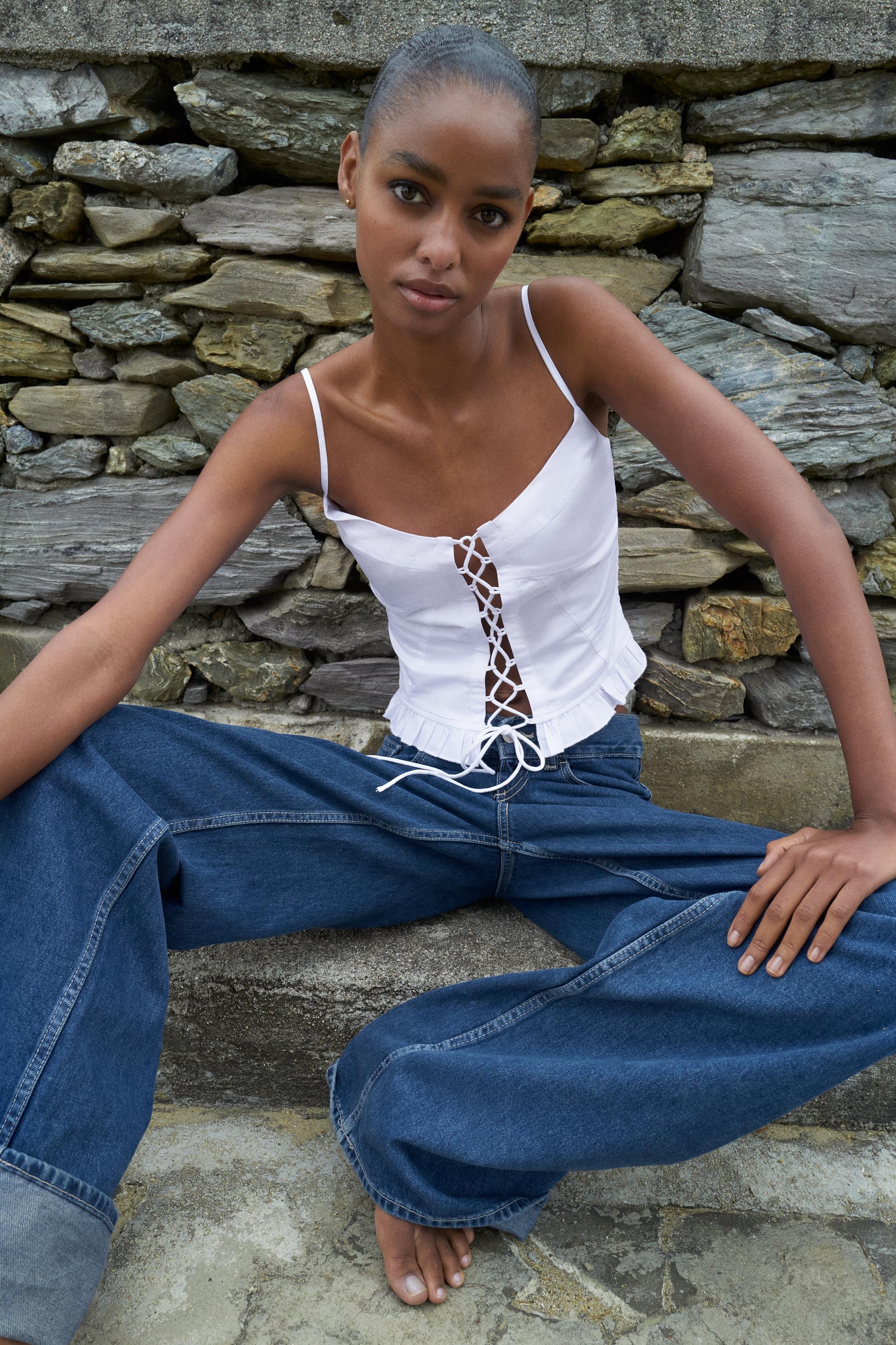 GABARDINE TOP WITH CROSSED TIES Product Image