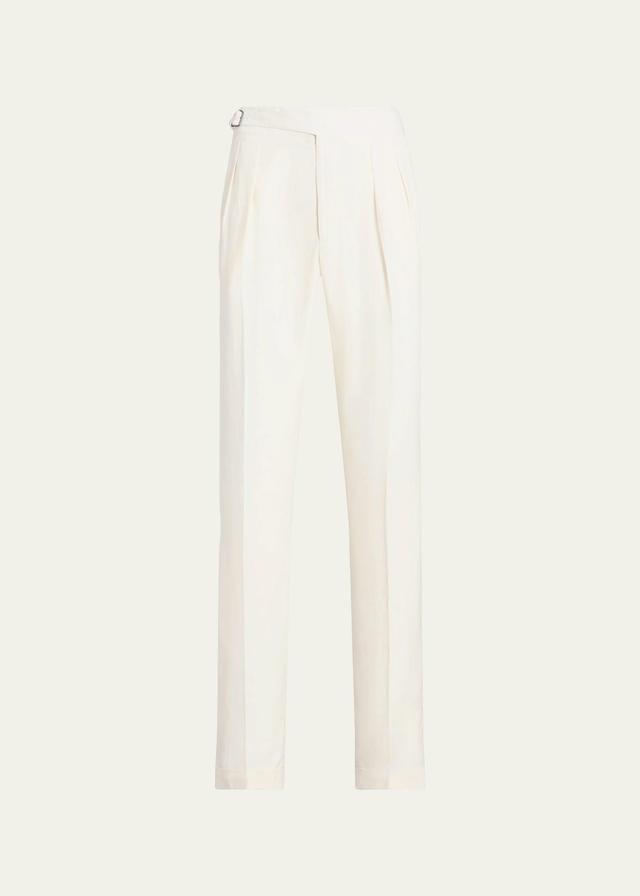 Mens Byron Silk & Linen Straight-Leg Pants Product Image