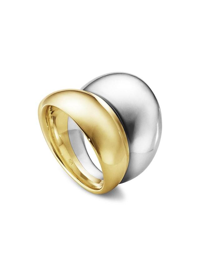 Womens Curve 18K Gold & Sterling Silver Ring Product Image