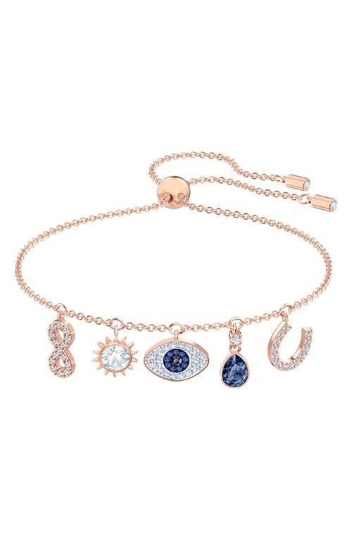 Swarovski Rose Gold-Tone Crystal Protective Charm Bolo Bracelet Product Image