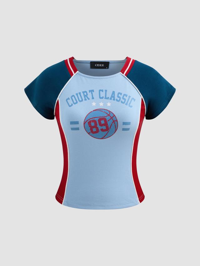 Court Classic 89 Cotton-blend Scoop Neckline Graphic Colorblock Short Sleeve Tee Product Image