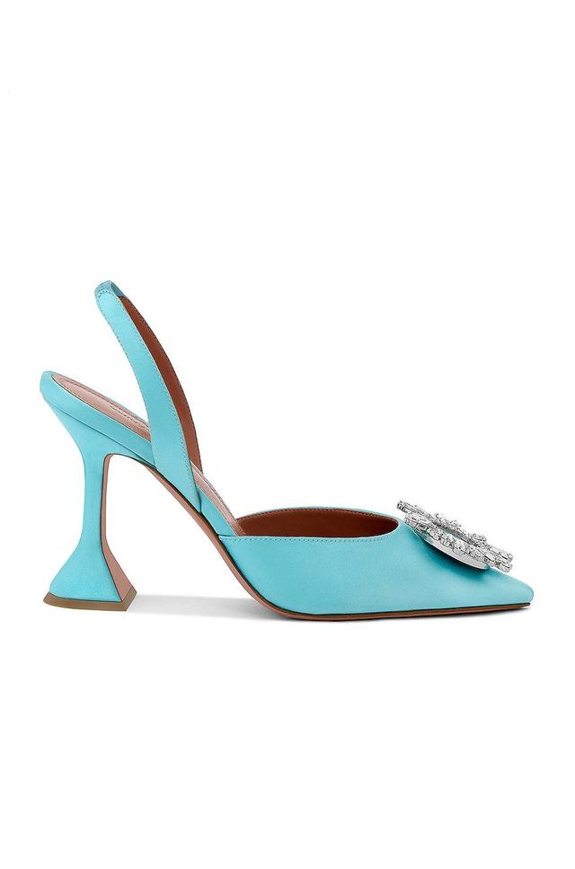 AMINA MUADDI Begum Satin Sling Heel in Teal Product Image