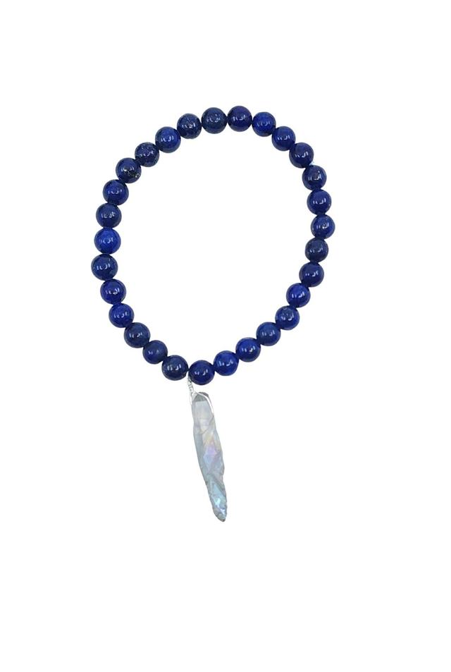 Lapis Lazuli Bracelet with Grey Titanium Quartz Crystal Product Image