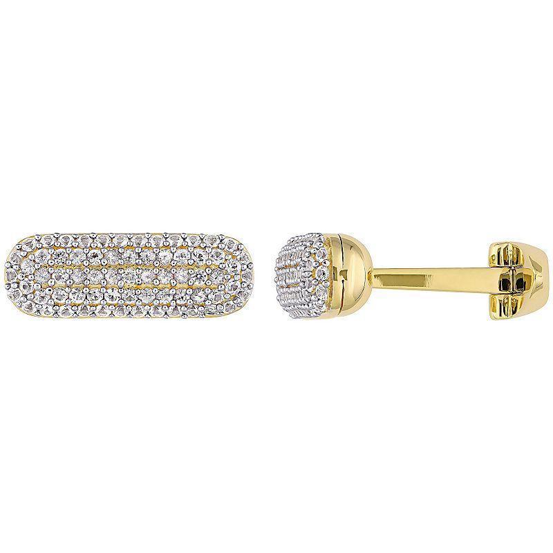 Stella Grace Mens 18k Gold Over Silver White Sapphire Oval Cufflinks Product Image