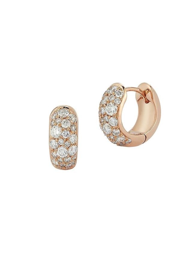 Womens WF Classic 18K Rose Gold & Diamond Huggie Hoops Product Image