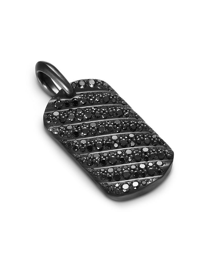 David Yurman Mens Sculpted Cable Tag in Black Titanium with Black Diamonds, 27mm Product Image