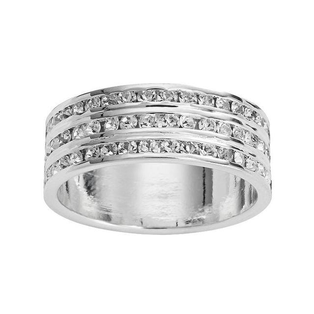 Traditions Jewelry Company Silver Plate Crystal Multirow Ring, Womens White Product Image