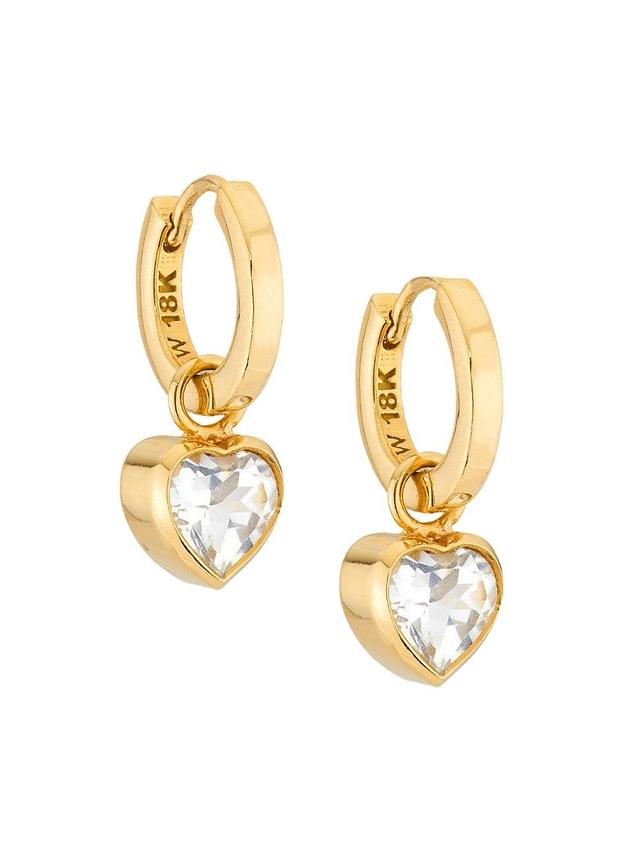 Womens Prism Small 18K Yellow Gold & White Topaz Heart Huggie Hoops Product Image