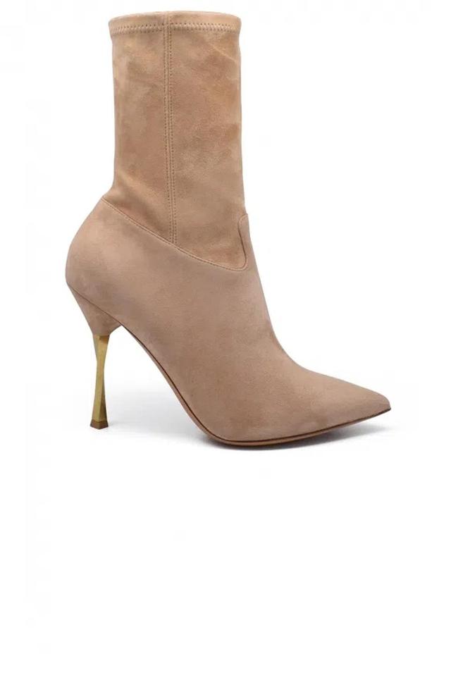 Twisted Heel Boots In Cream Product Image