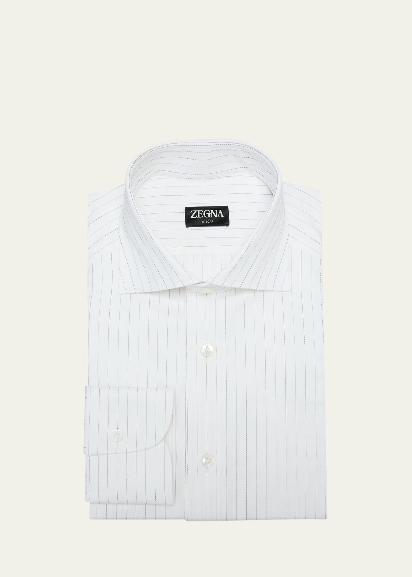 Mens Trecapi Cotton Stripe Dress Shirt Product Image