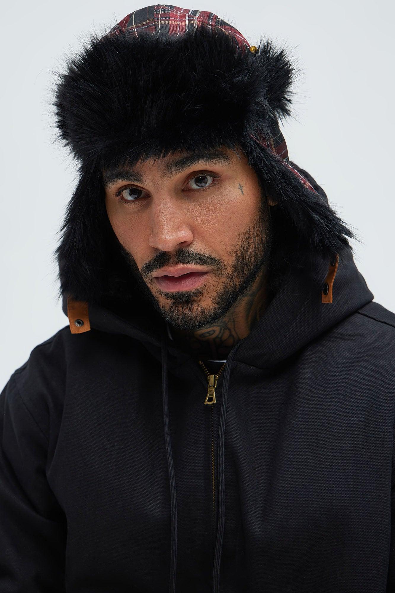 Flannel Trapper Hat - Red/Black Product Image