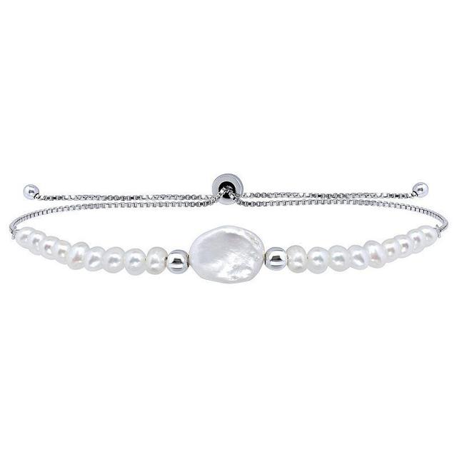 Aleure Precioso Sterling Silver Freshwater Cultured Pearl Beaded Adjustable Bracelet, Womens White Product Image