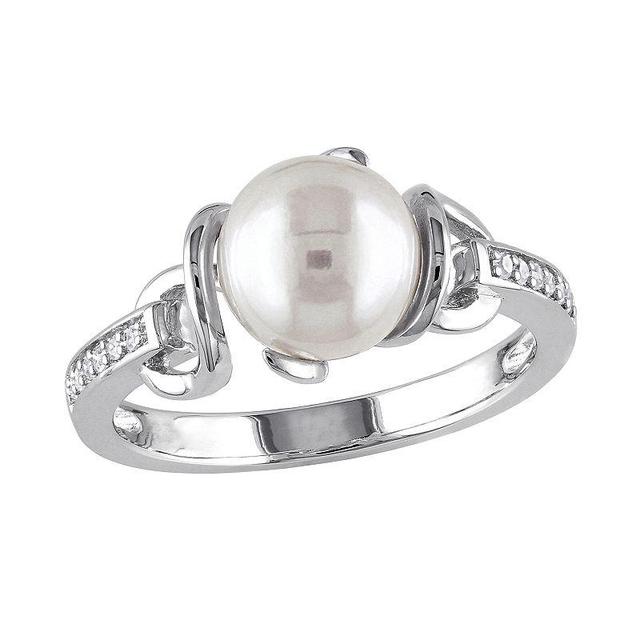 Stella Grace Sterling Silver Freshwater Cultured Pearl & Diamond Accent Ring, Womens Silvertone Product Image