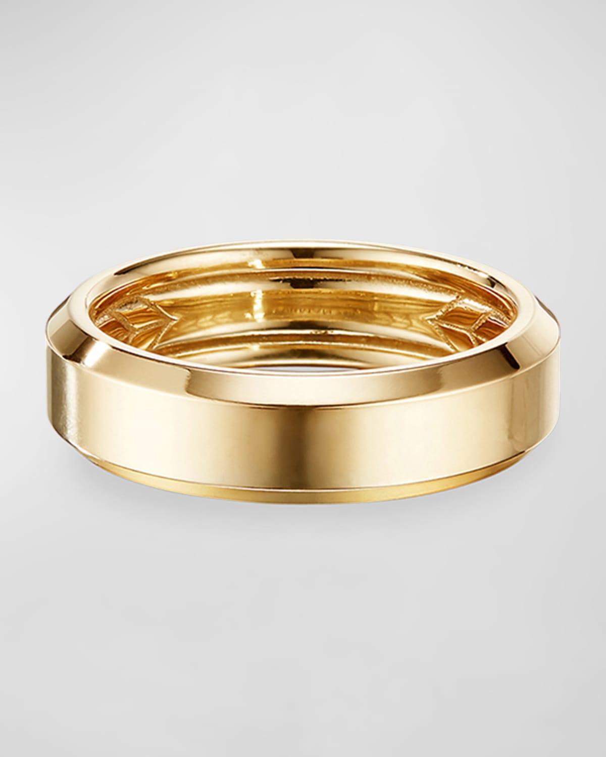 Mens Beveled Band Ring in 18K Yellow Gold Product Image