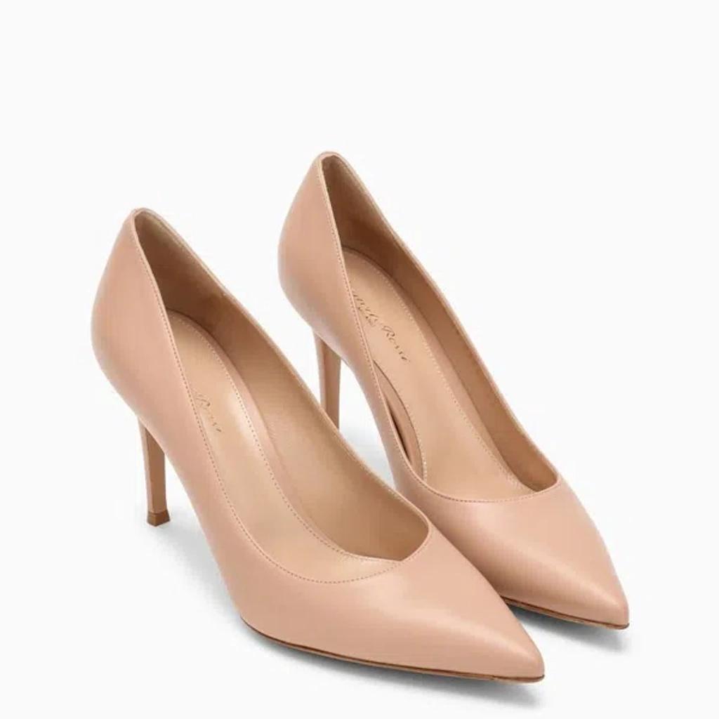 GIANVITO ROSSI Peach Leather Pumps In White Product Image