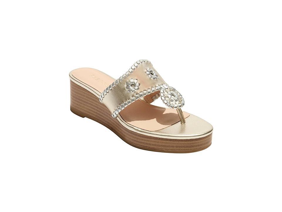 Jack Rogers Jacks Mid Wedge - Stacked - Nappa (Platinum Women's Sandals Product Image