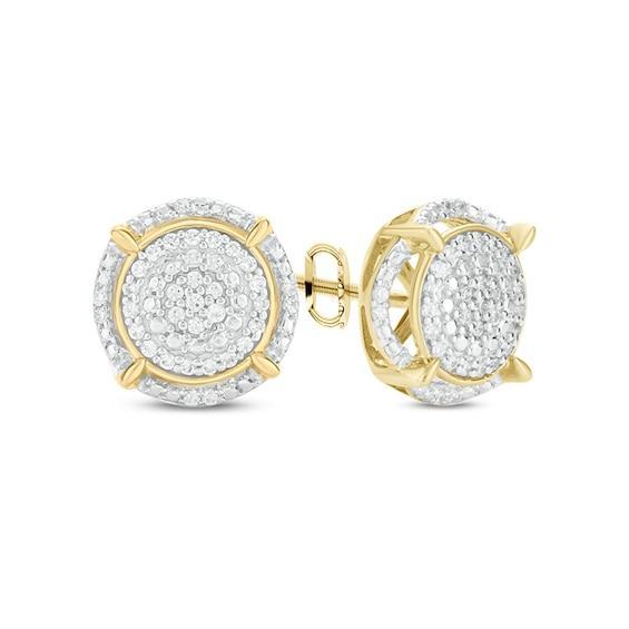 Men's 1/5 CT. T.w. Composite Diamond Frame Compass Stud Earrings in 10K Gold Product Image