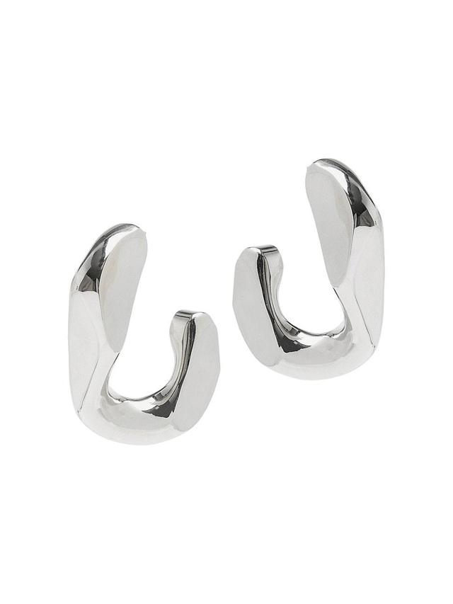 Womens Silvertone Chain Hoop Earrings Product Image