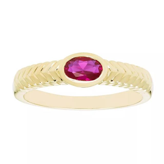 Boston Bay Diamonds 14k Gold Over Silver Lab-Grown Gemstone Ring, Womens Cr Red Product Image