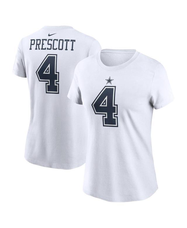 Womens Nike Dak Prescott White Dallas Cowboys Player Name and Number T-shirt Product Image