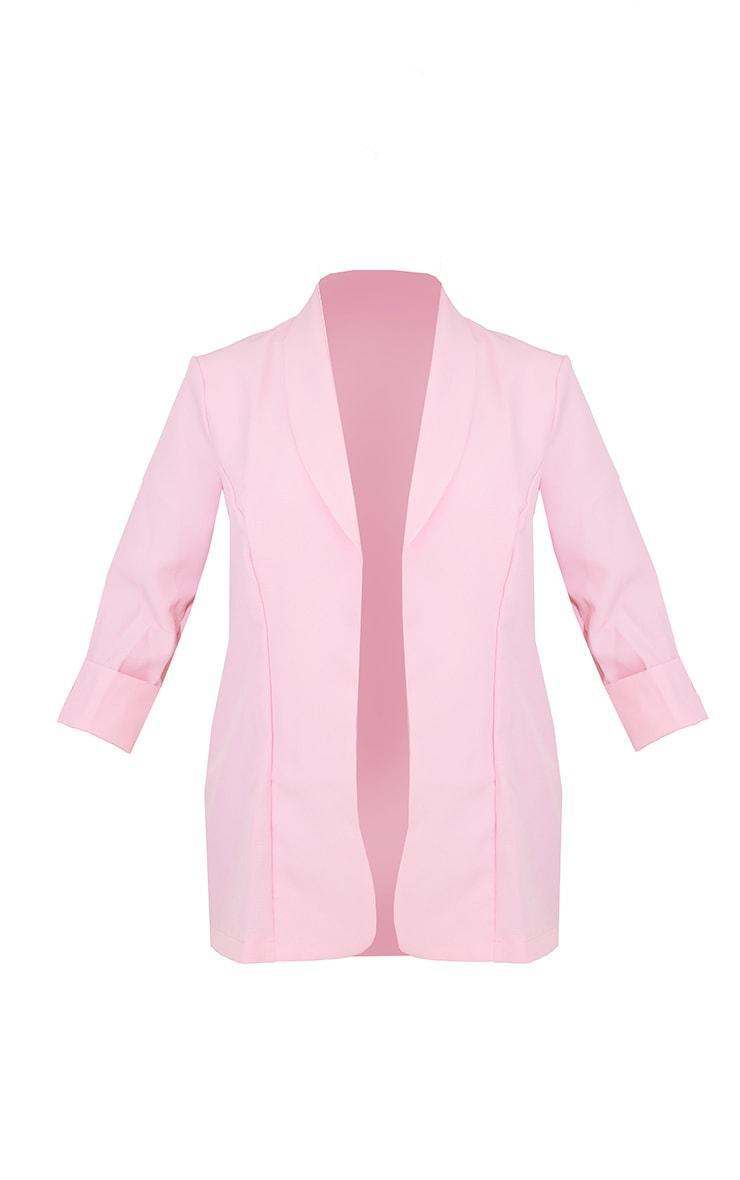 Pink Basic Turn Up Sleeve Blazer Product Image