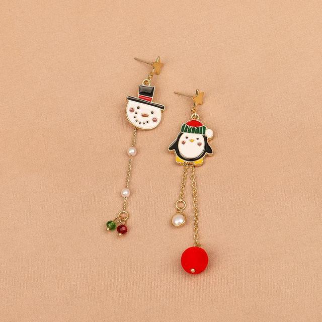 Christmas Asymmetrical Drop Earring / Clip On Earring Product Image