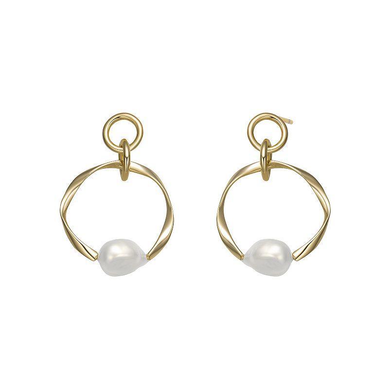 14k Gold Sterling Silver Freshwater Cultured Pearl Drop Earrings, Womens, Gold Tone Product Image