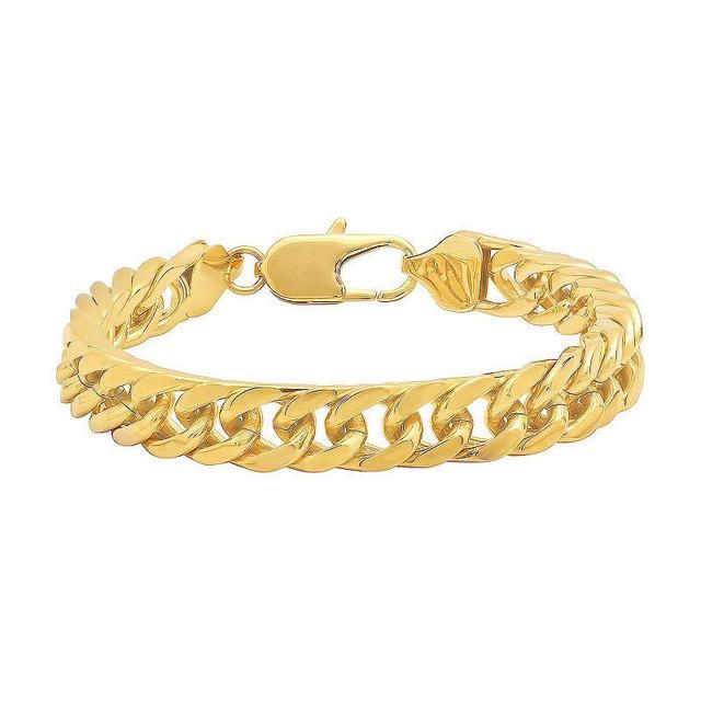 Steel Nation Mens Gold Tone Ion-Plated Stainless Steel Curb Link Bracelet Yellow Product Image