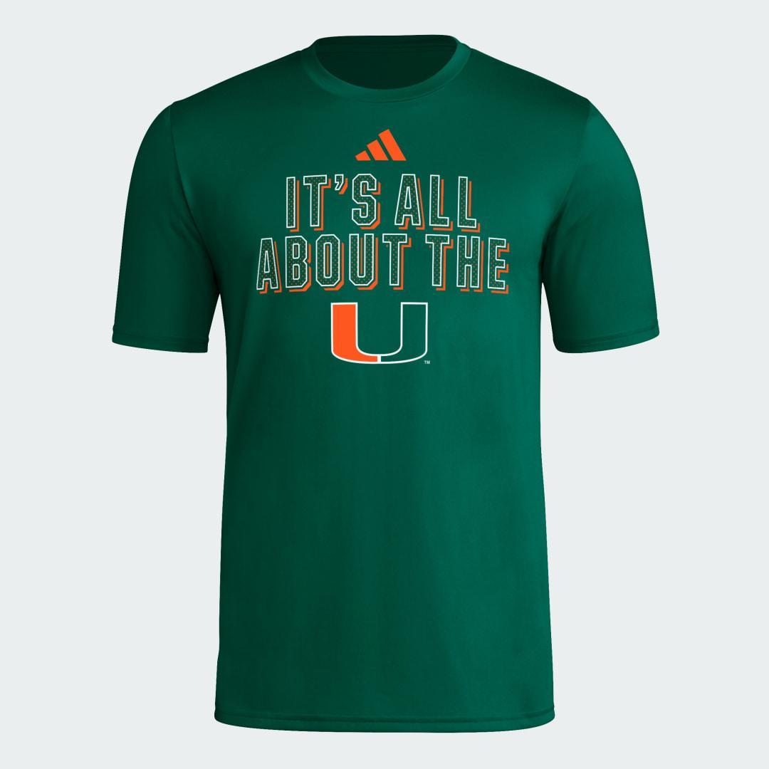 adidas Miami Hurricanes Short Sleeve Pre-Game Tee Collegiate Gold S Mens Product Image