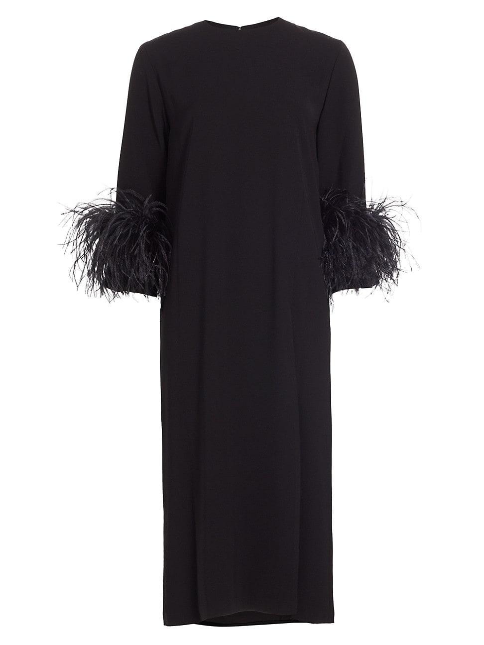 Womens Billie Chiffon Feather-Cuff Midi-Dress Product Image