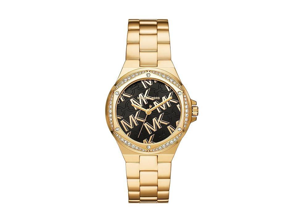 Michael Kors Womens Lennox Three-Hand Gold Tone Stainless Steel Bracelet Watch Product Image