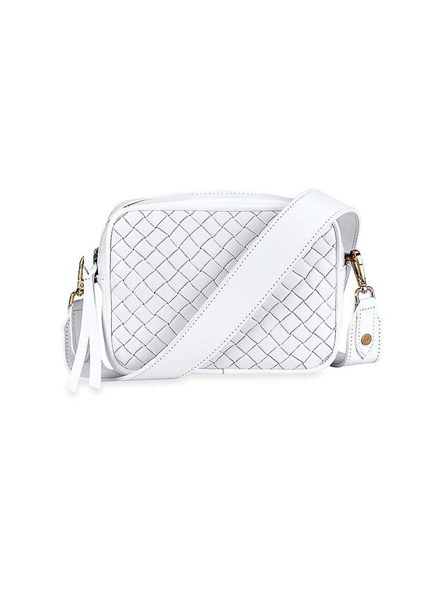 Gigi New York Madison Zip Woven Leather Crossbody Bag - White Product Image