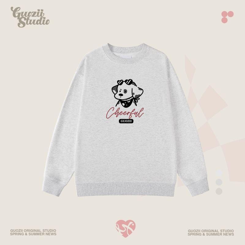 Crew Neck Dog Print Sweatshirt Product Image