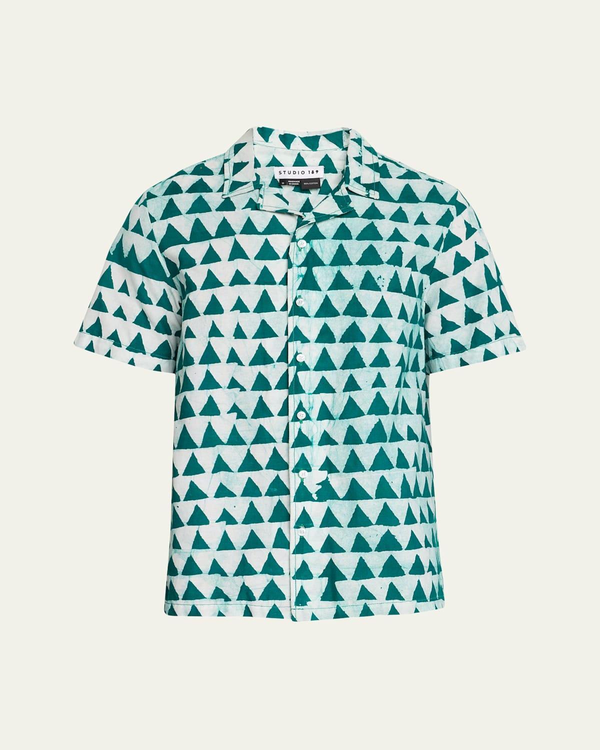 Mens Alek Triangle Hand-Batik Camp Shirt Product Image