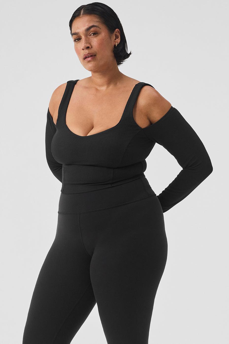 Ribbed Cropped Butterfly Long Sleeve - Black Female Product Image