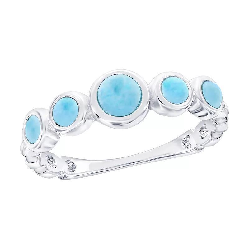 Nautica Rocks Sterling Silver Round Larimar Band Ring, Womens Product Image